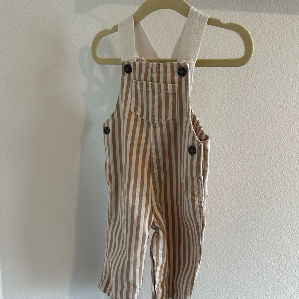 Carter's Tan and White Striped Overalls